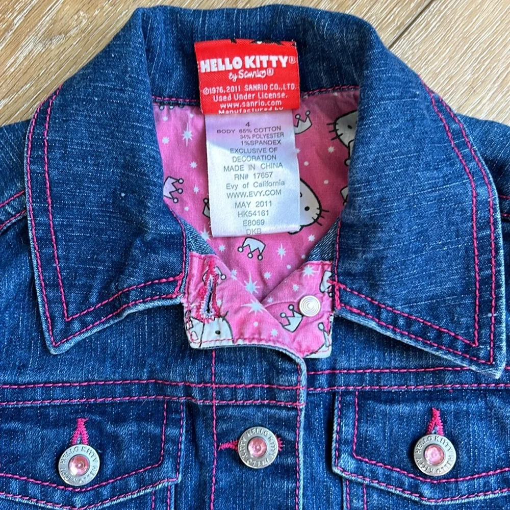 Hello Kitty Girls Size 4 Rhinestone Blue Jean Jacket